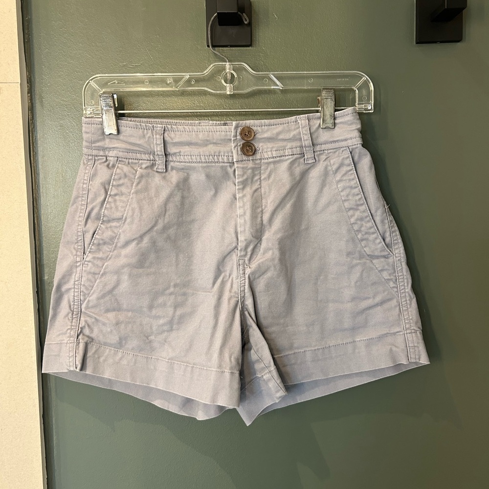 Blue Gray Casual Cotton stretch Shorts